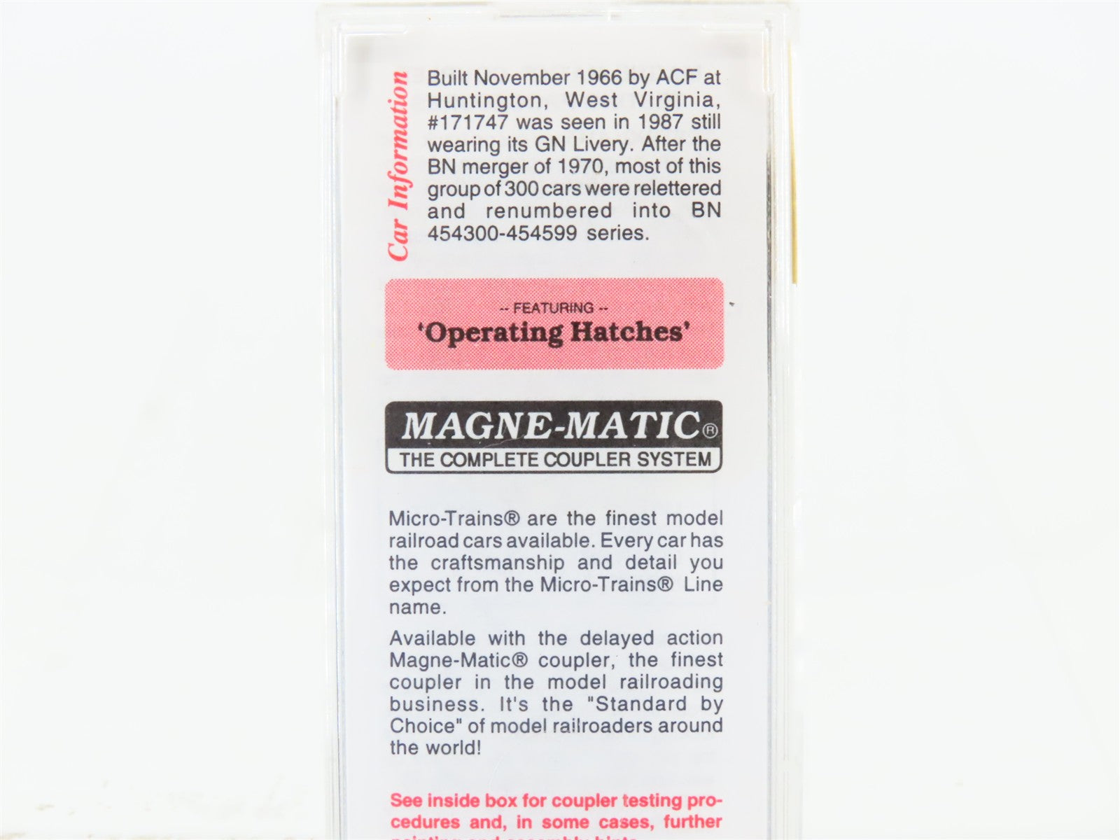 N Scale Micro-Trains MTL 94160 GN Great Northern 3-Bay Covered Hopper 171747