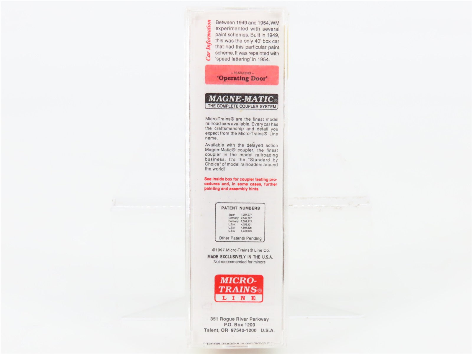 N Scale Micro-Trains MTL 20396 WM Western Maryland 40' Box Car 29140
