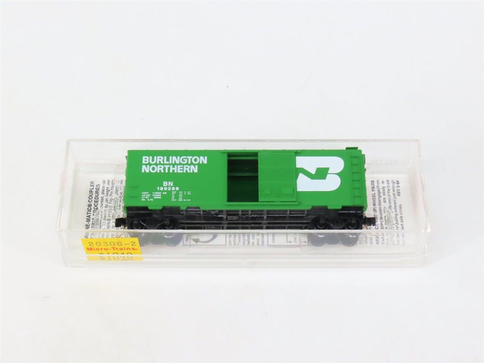 N Scale Micro-Trains MTL 20306/2 BN Burlington Northern 40' Box Car 189288