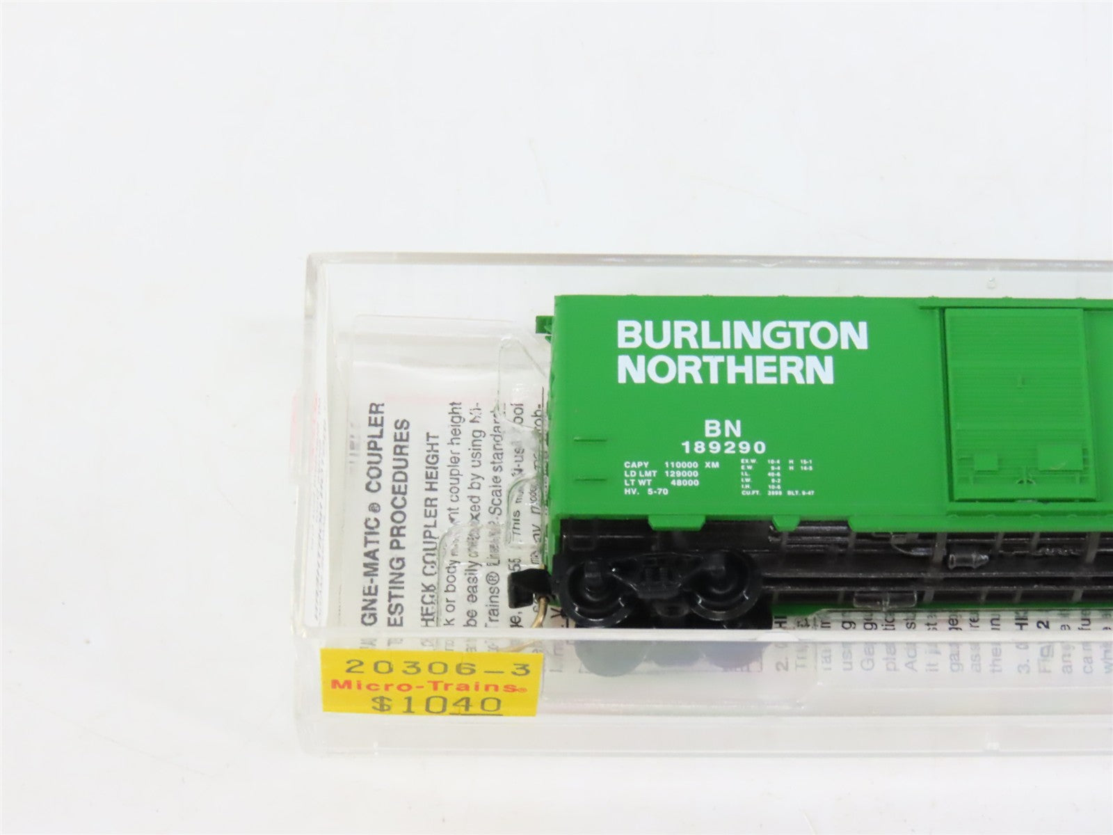 N Scale Micro-Trains MTL 20306/3 BN Burlington Northern 40' Box Car 189290