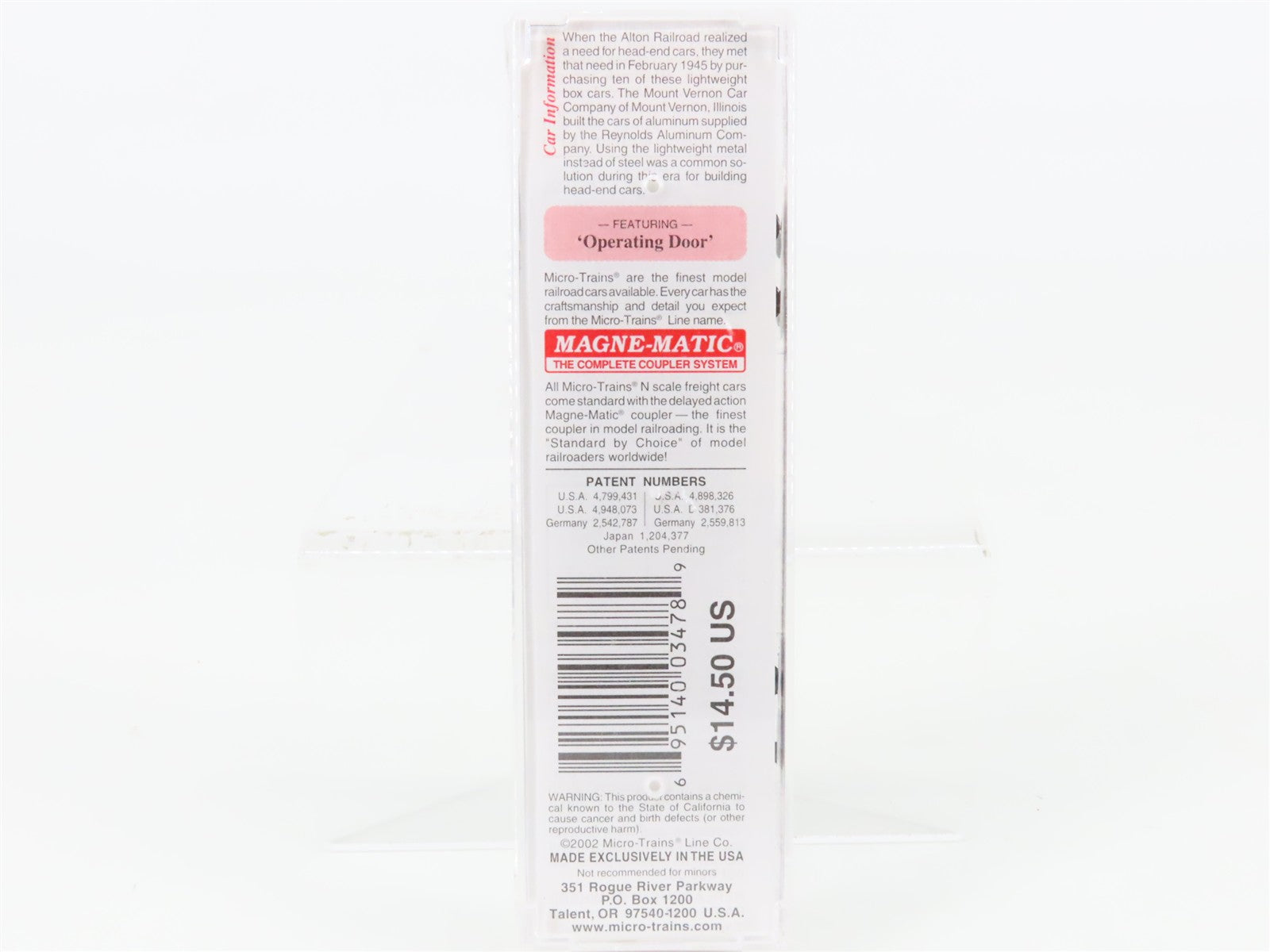 N Scale Micro-Trains MTL 20586 Alton Railroad 40' Box Car 1200