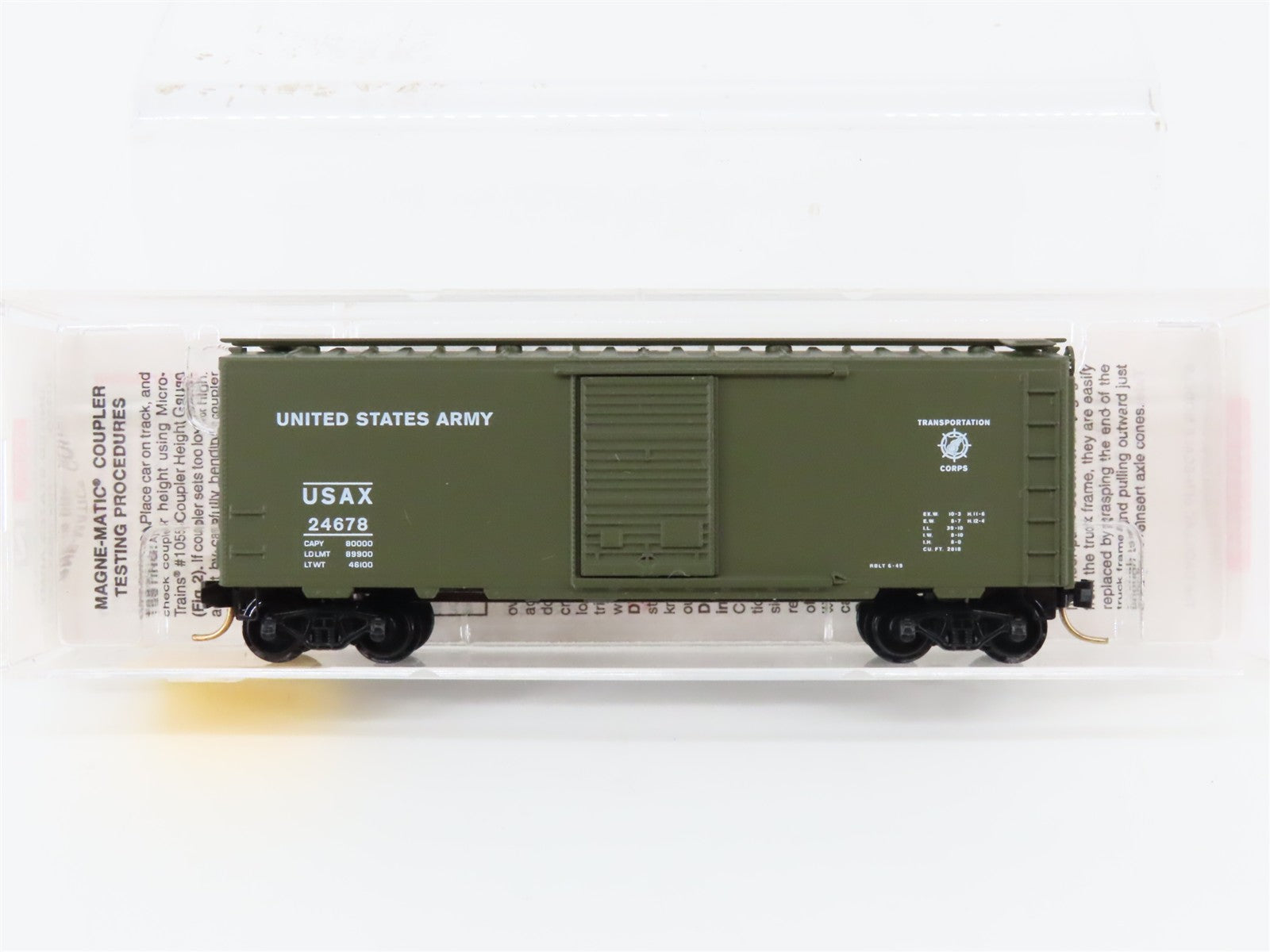 N Scale Micro-Trains MTL 20456 USAX United States Army 40' Box Car 24678