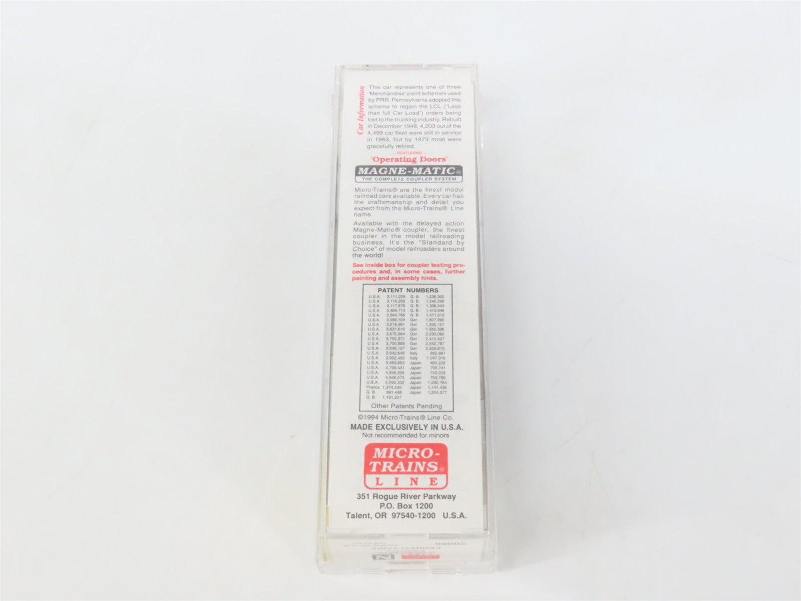 N Scale Micro-Trains MTL 20066 PRR Pennsylvania 40' Box Car 30902