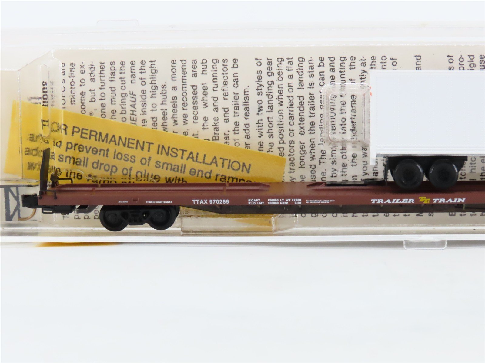 N Scale Micro-Trains 71015 TTAX Trailer Train 89' Flat Car with Van Trailer RTR