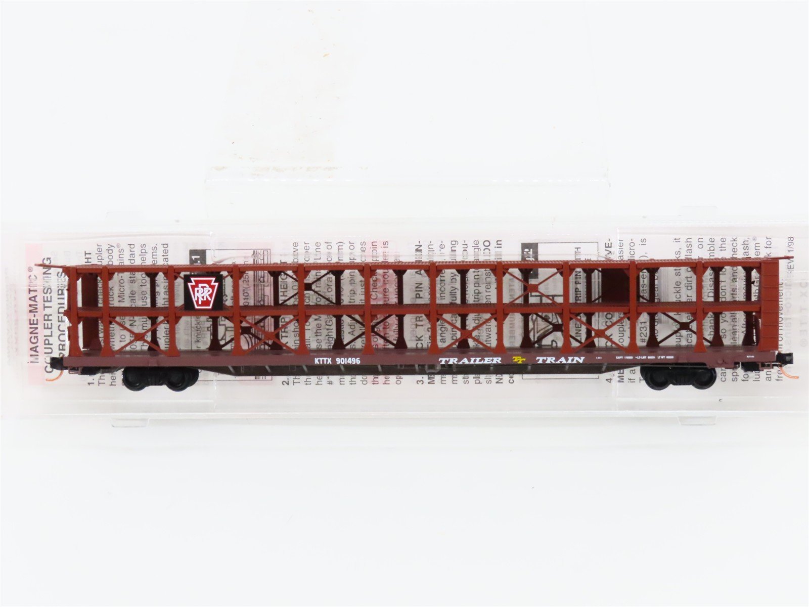 N Scale Micro-Trains MTL 112030.1 KTTX PRR 89' Tri-Level Open Auto Rack #901496