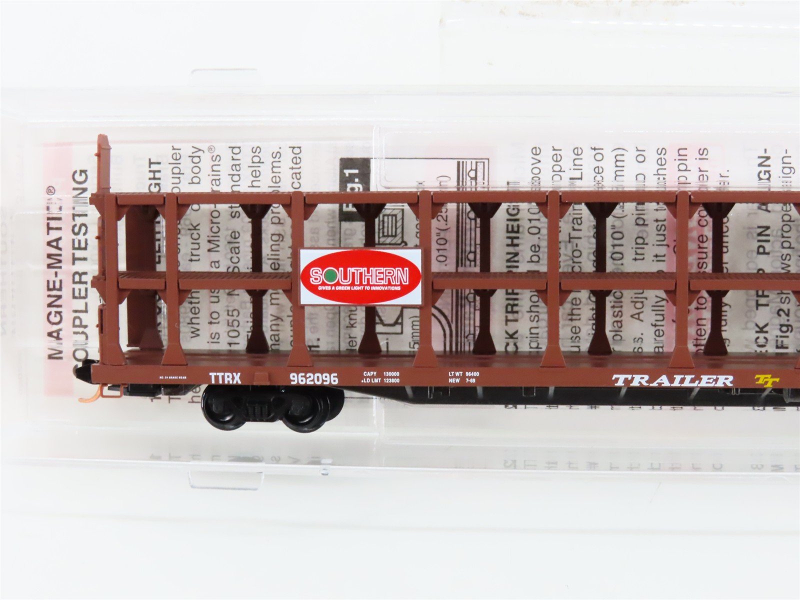 N Micro-Trains MTL 112010 TTRX Southern 89' Tri-Level Open Auto Rack #962096