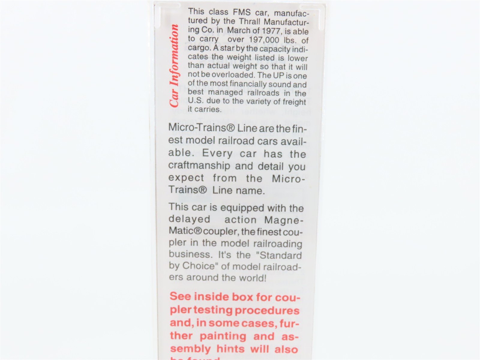 N Micro-Trains MTL 53030 UP Union Pacific Centerbeam Bulkhead Flat Car #217009