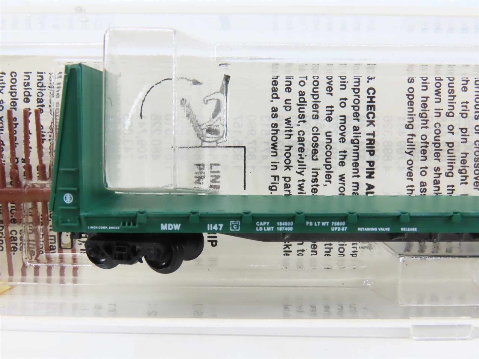 N Micro-Trains MTL 54100 MDW Minnesota Dakota & Western Bulkhead Flat Car #1147