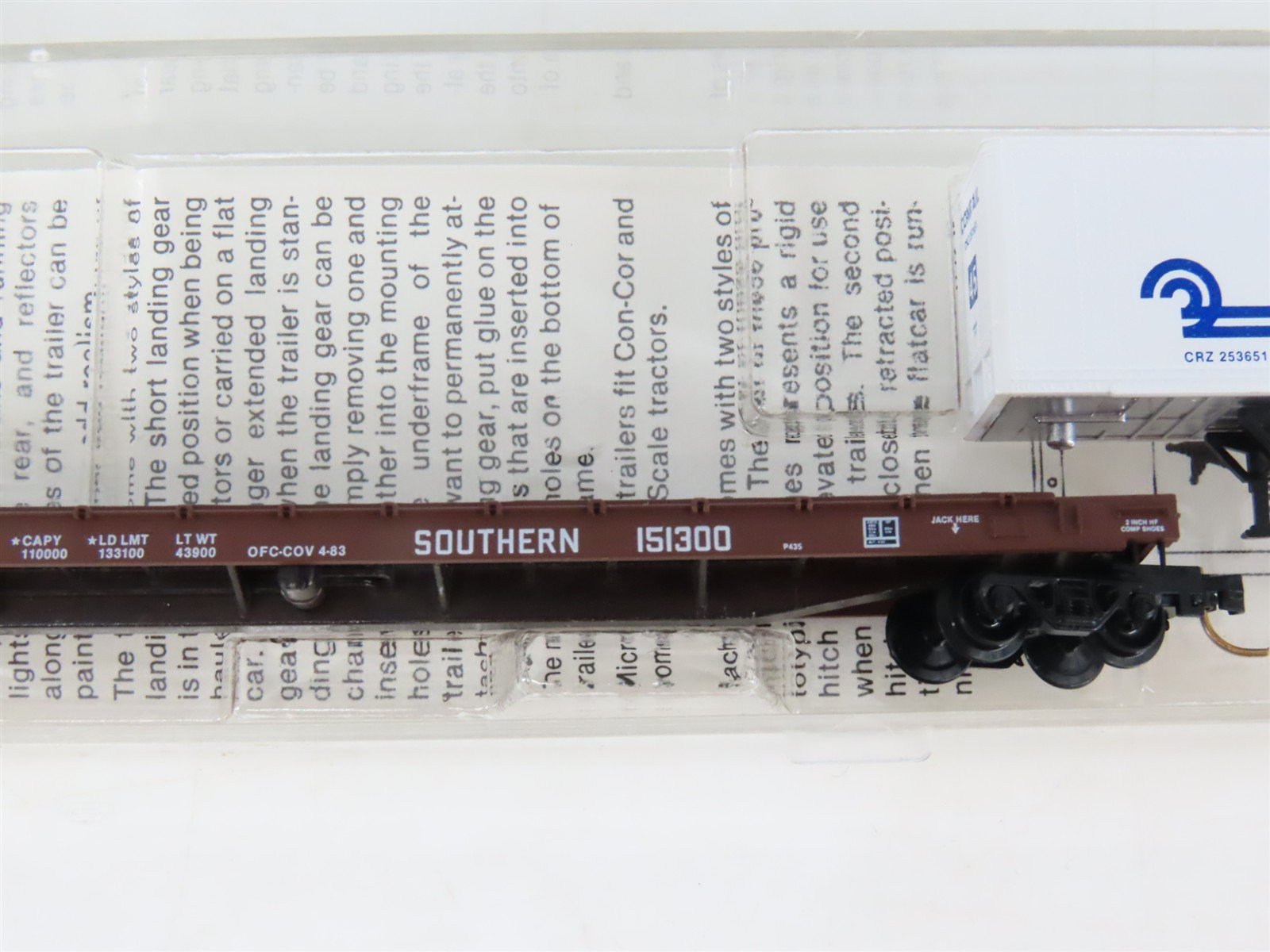 N Scale Micro-Trains MTL 64034 Southern TOFC Flat Car #151300 w/ Conrail Trailer
