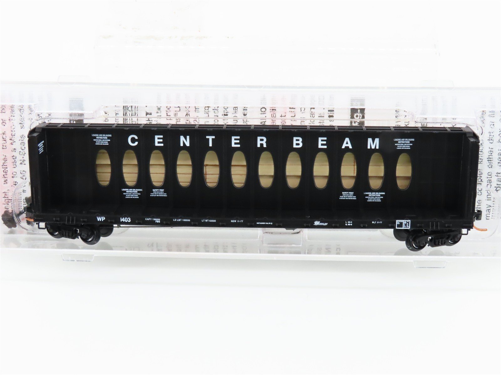 N Micro-Trains MTL 05300062 WP Western Pacific Centerbeam Flat Car #1403 w/ Load