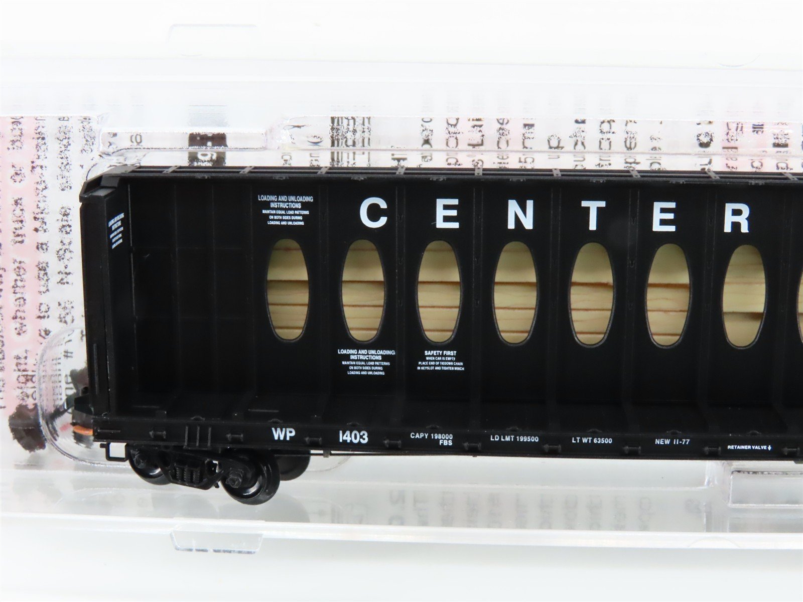 N Micro-Trains MTL 05300062 WP Western Pacific Centerbeam Flat Car #1403 w/ Load