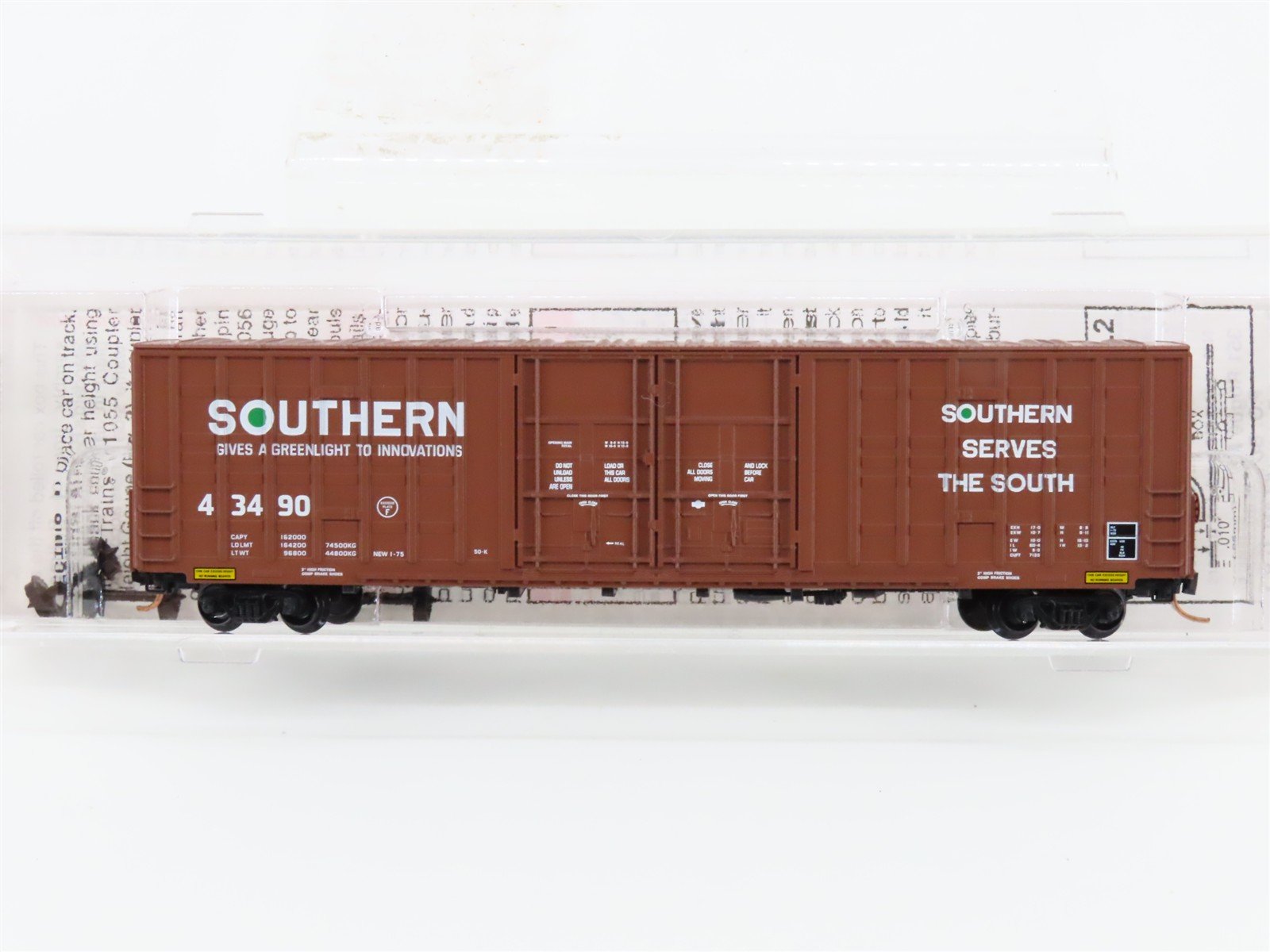 N Micro-Trains MTL 103080 Southern "Green Light" 60' Excess Height Boxcar #43490