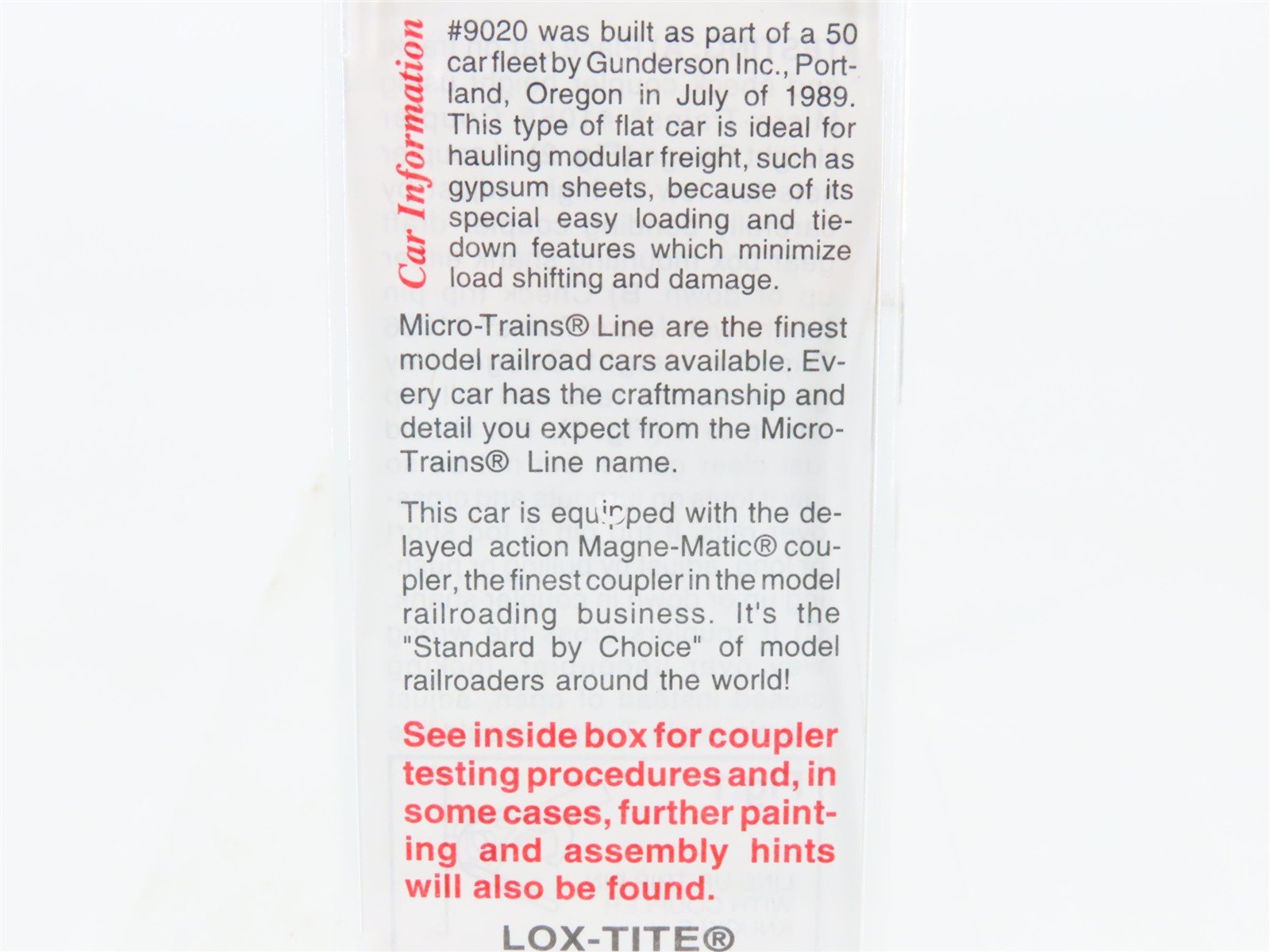 N Scale Micro-Trains MTL 53510 GBRX Domtar Gypsum Center Partition Flat Car 9020