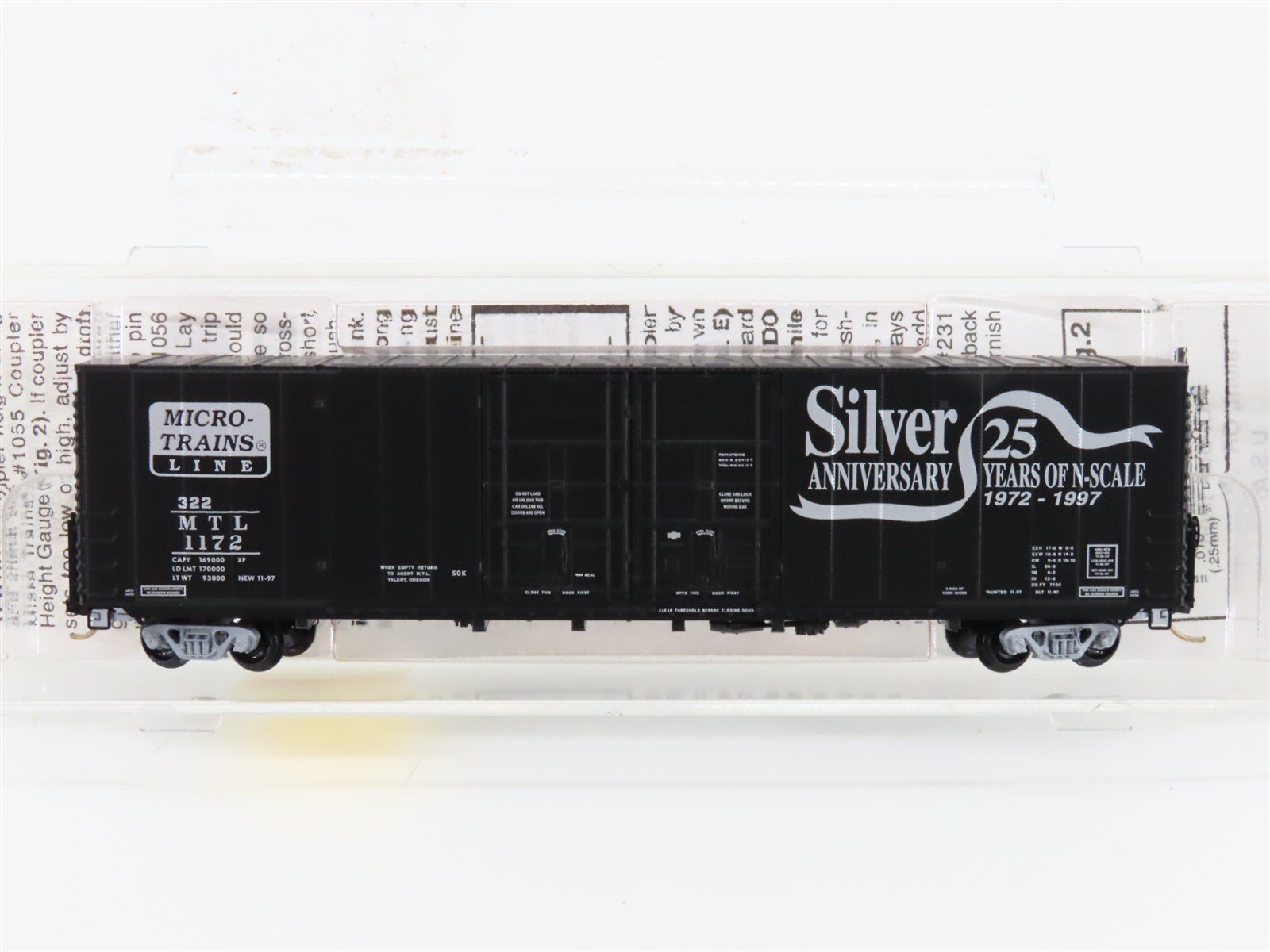 N Micro-Trains MTL 102030 MTL Silver Anniversary 60' Excess Height Box Car #1172