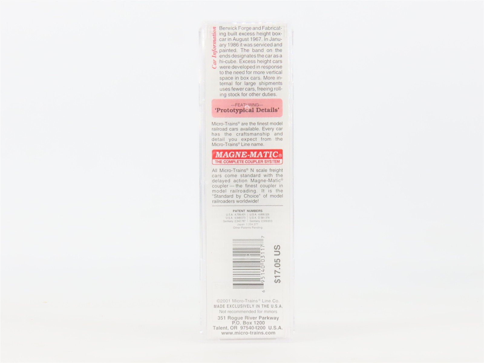 N Scale Micro-Trains MTL 102080 GTW 60' Excess Height Box Car #384606