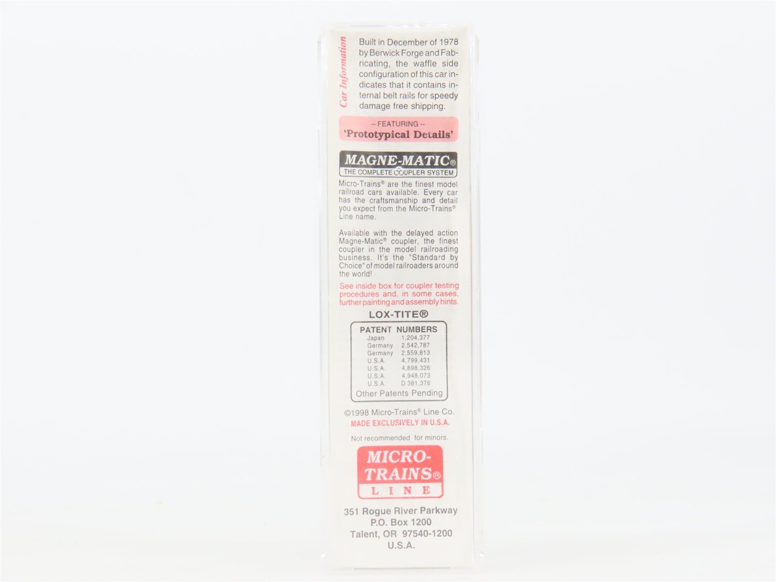 N Scale Micro-Trains MTL 103010 D&RGW Rio Grande 60' Excess Height Boxcar #63892