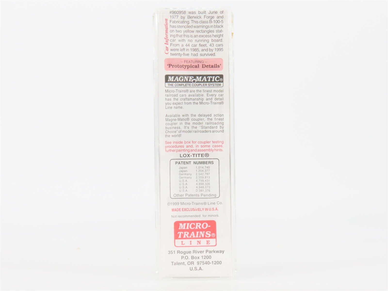 N Scale Micro-Trains MTL 104030 UP Union Pacific 60' Excess Height Boxcar 960958