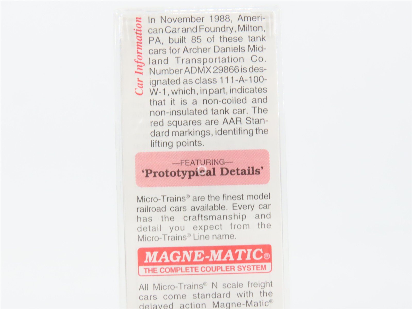 N Scale Micro-Trains MTL 110020 ADMX ADM Transportation 56' GS Tank Car #29866