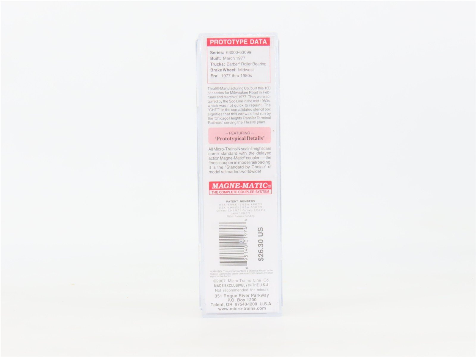 N Scale Micro-Trains MTL 05300050 MILW Milwaukee Road Centerbeam Flat Car #63042