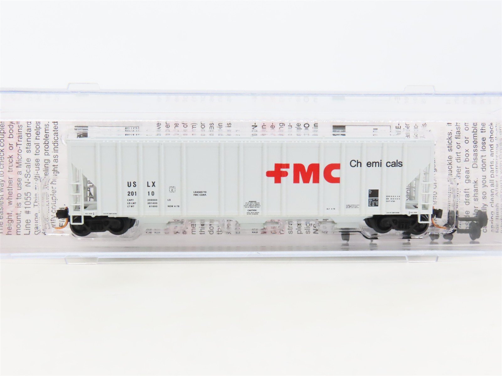 N Scale Micro-Trains MTL 09900030 USLX FMC Chemicals 3-Bay Covered Hopper #20110