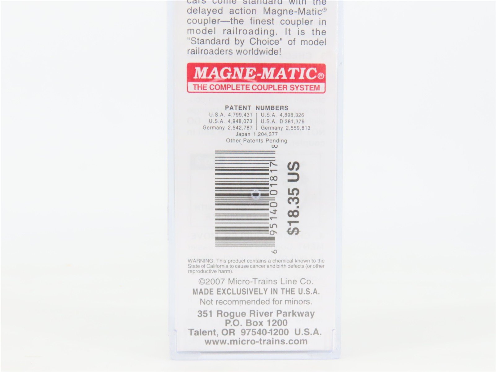 N Scale Micro-Trains MTL 09900030 USLX FMC Chemicals 3-Bay Covered Hopper #20110