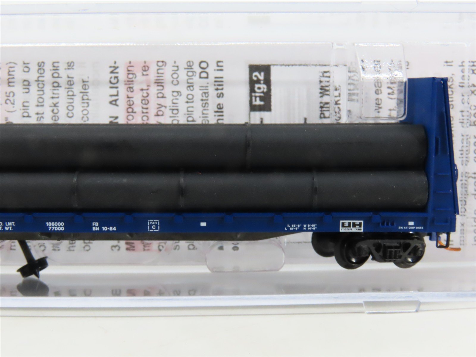 N Scale Micro-Trains MTL 05400110 MRL Bulkhead Flat Car #62023 w/ Pipe Load
