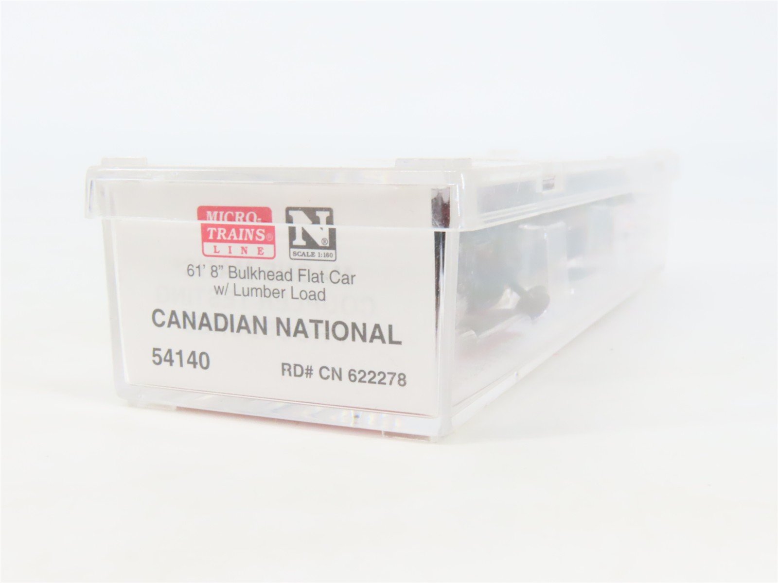 N Scale Micro-Trains MTL 54140 CN Bulkhead Flat Car #622278 w/ Lumber Load