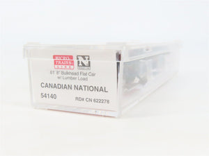 N Scale Micro-Trains MTL 54140 CN Bulkhead Flat Car #622278 w/ Lumber Load