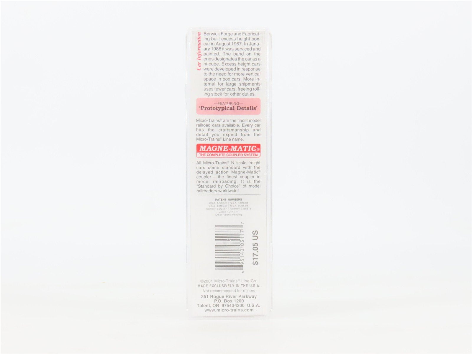 N Scale Micro-Trains MTL 102080 GTW 60' Excess Height Box Car #384606
