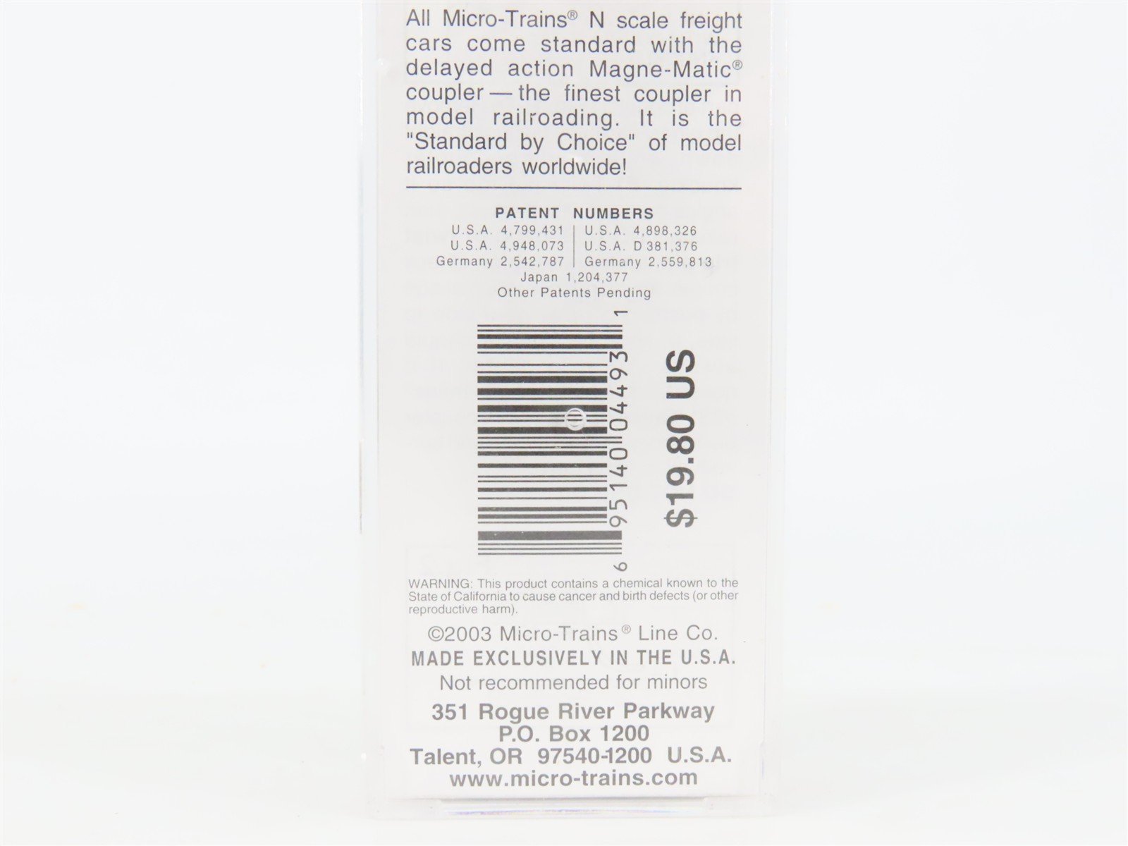 N Scale Micro-Trains MTL 103090 MP Mo-Pac 60' Excess Height Box Car #269477