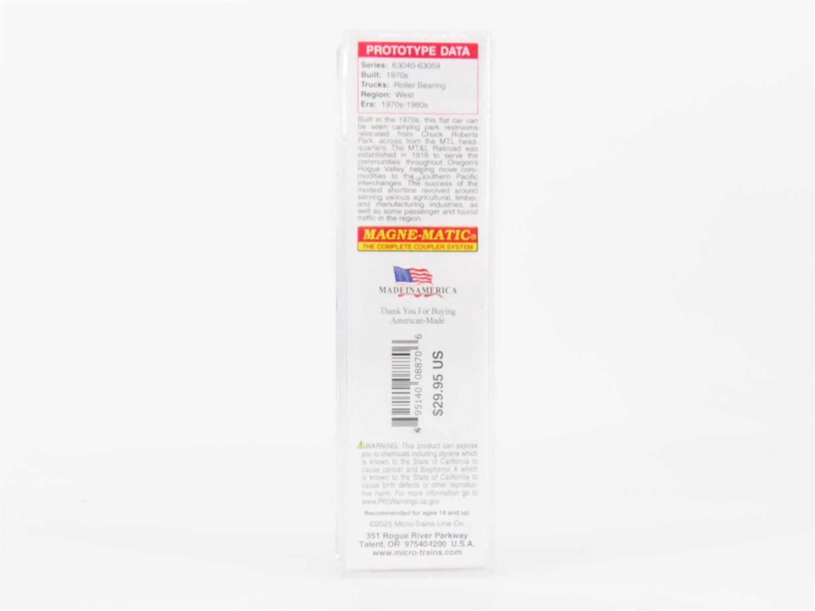 N Micro-Trains MTL 06400510 MTL Medford Talent & Lake Creek TOFC Flat Car #63569