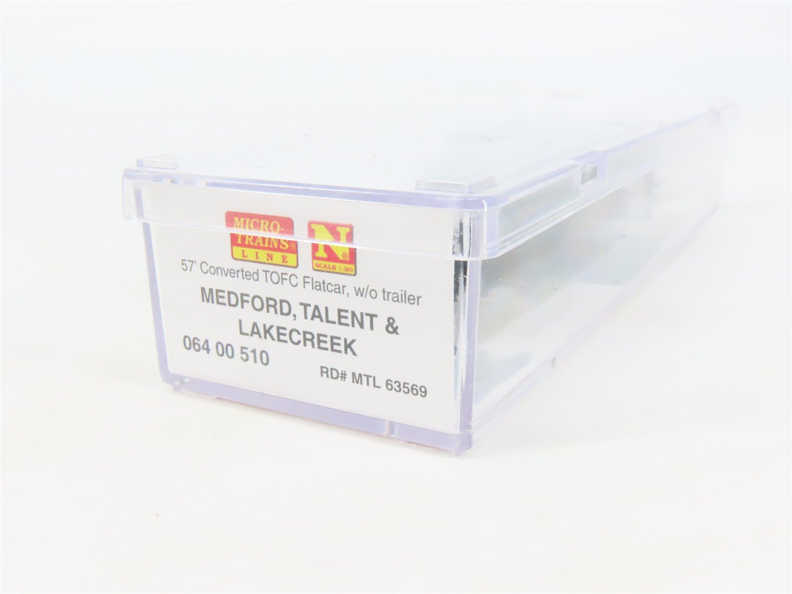 N Micro-Trains MTL 06400510 MTL Medford Talent & Lake Creek TOFC Flat Car #63569