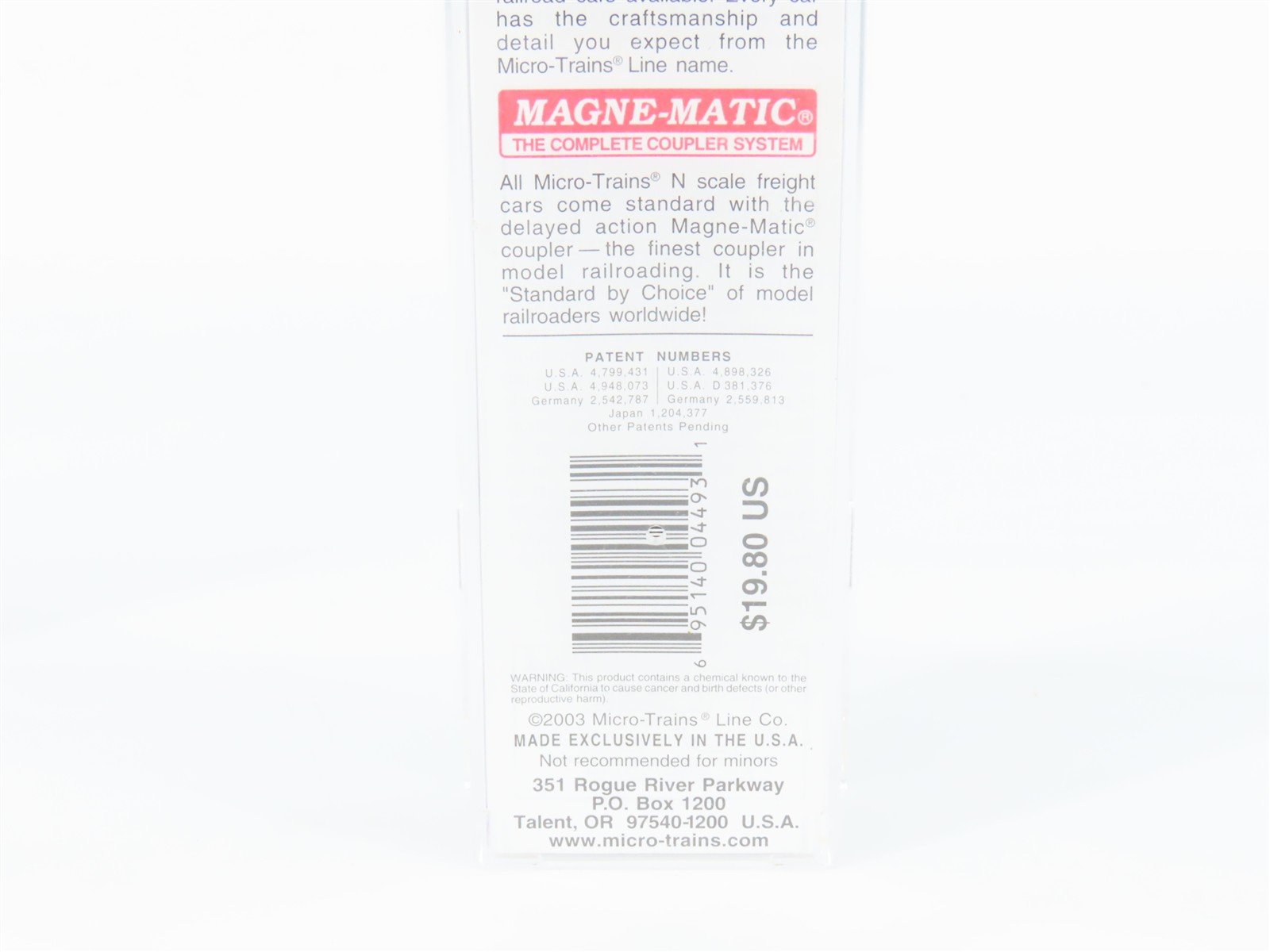 N Scale Micro-Trains 103090 MP Missouri Pacific 60' Box Car 269477 RTR