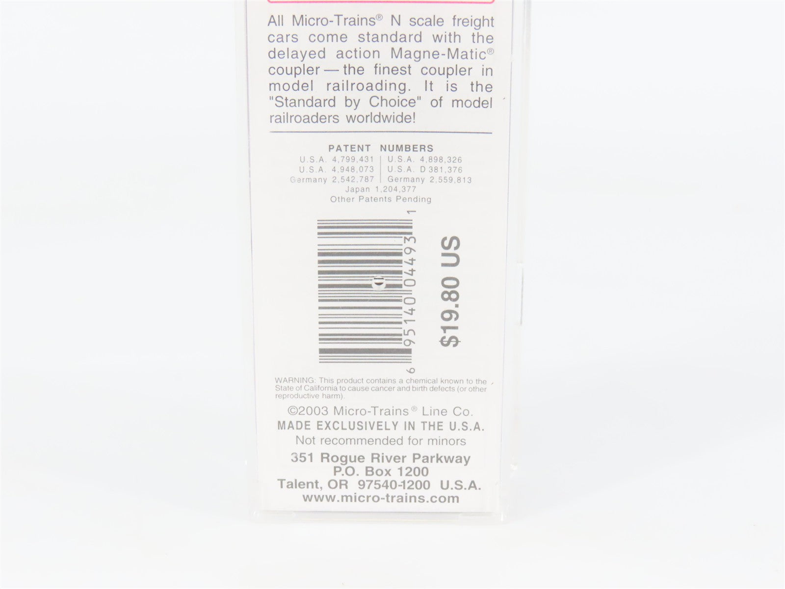N Scale Micro-Trains 103090 MP Missouri Pacific 60' Box Car 269477 RTR