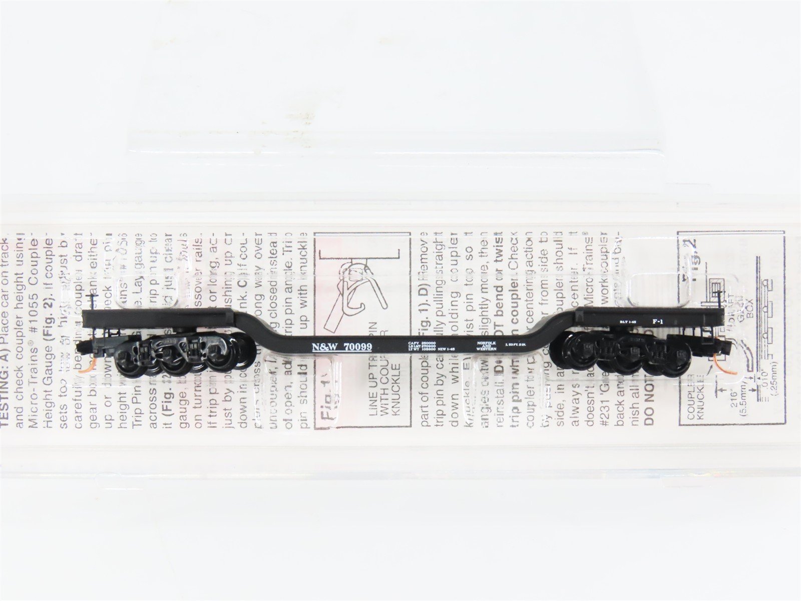 N Scale Micro-Trains 109030 Norfolk & Western 53' Depressed-Center Flat Car RTR
