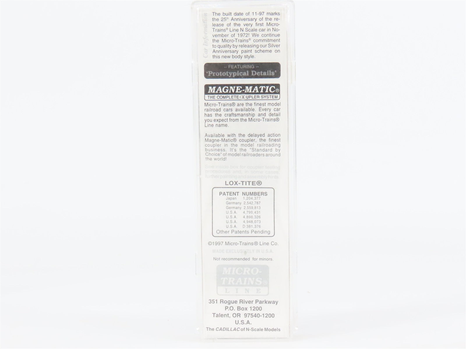 N Scale Micro-Trains 102030 MTL Micro-Trains Line 60' Box Car 1172 RTR