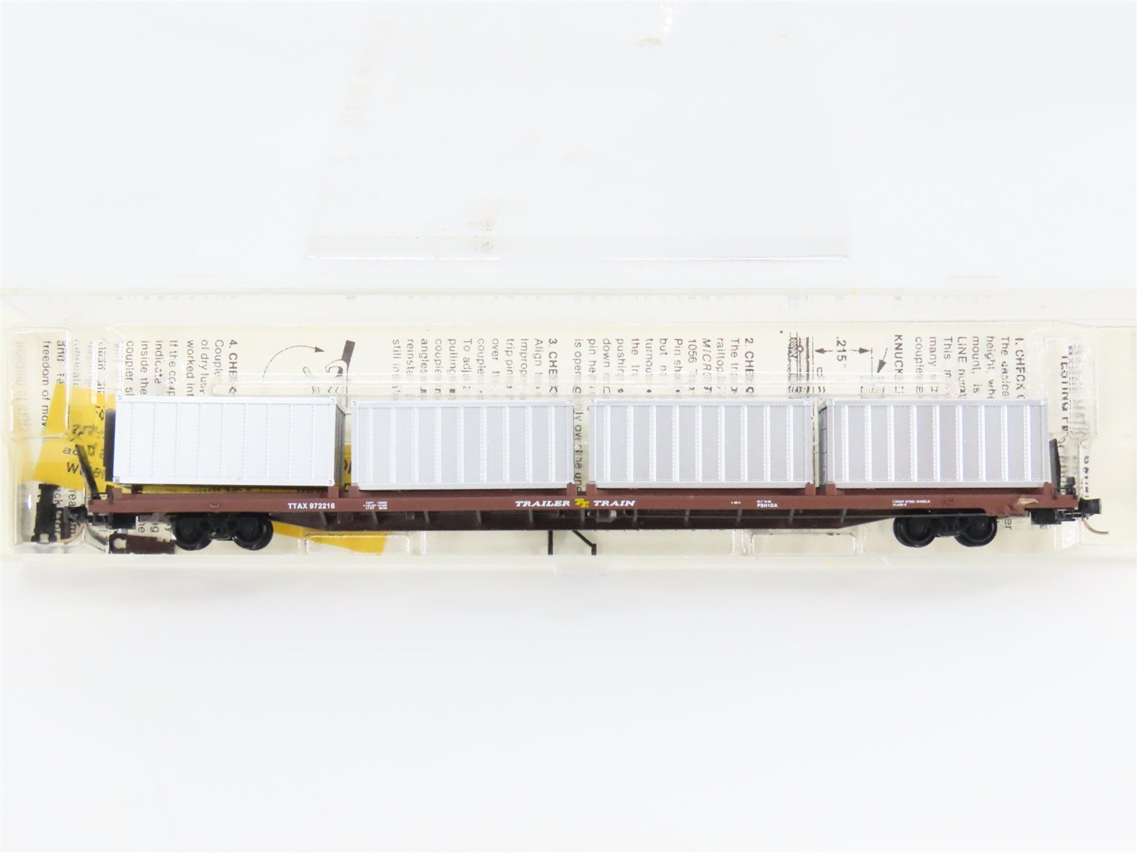N Scale Micro-Trains 72020-4 TTAX Trailer Train 89' Flat Car 972216 RTR