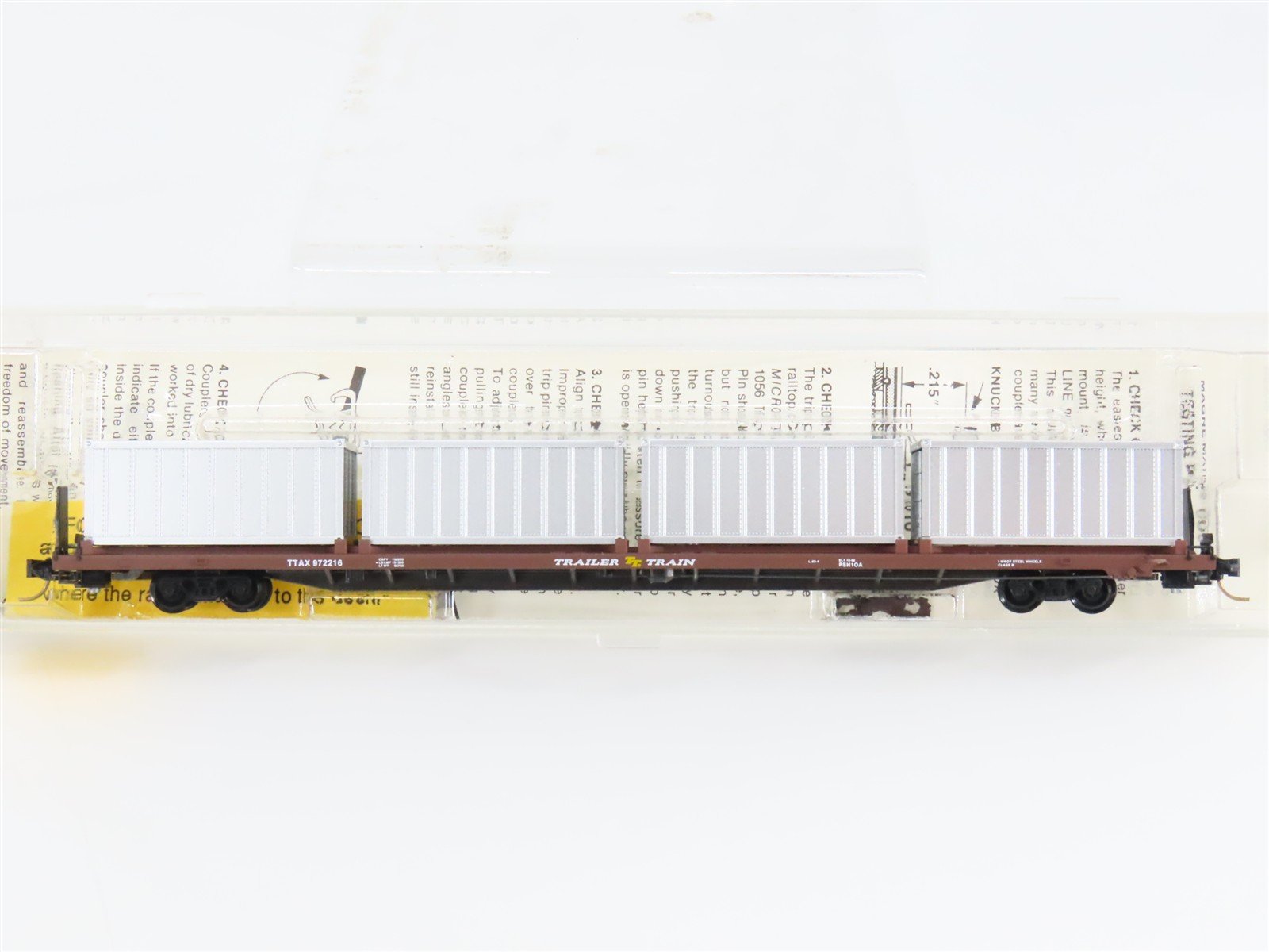 N Scale Micro-Trains 72020-4 TTAX Trailer Train 89' Flat Car with Containers RTR