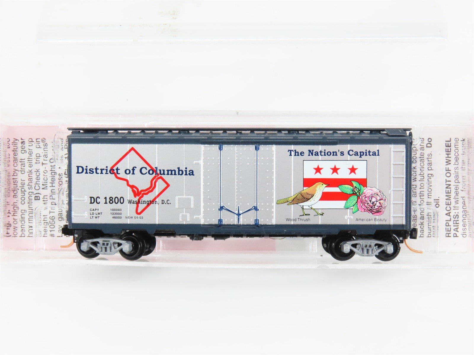 N Scale Micro-Trains DC District of Columbia 40' Box Car 1800 RTR