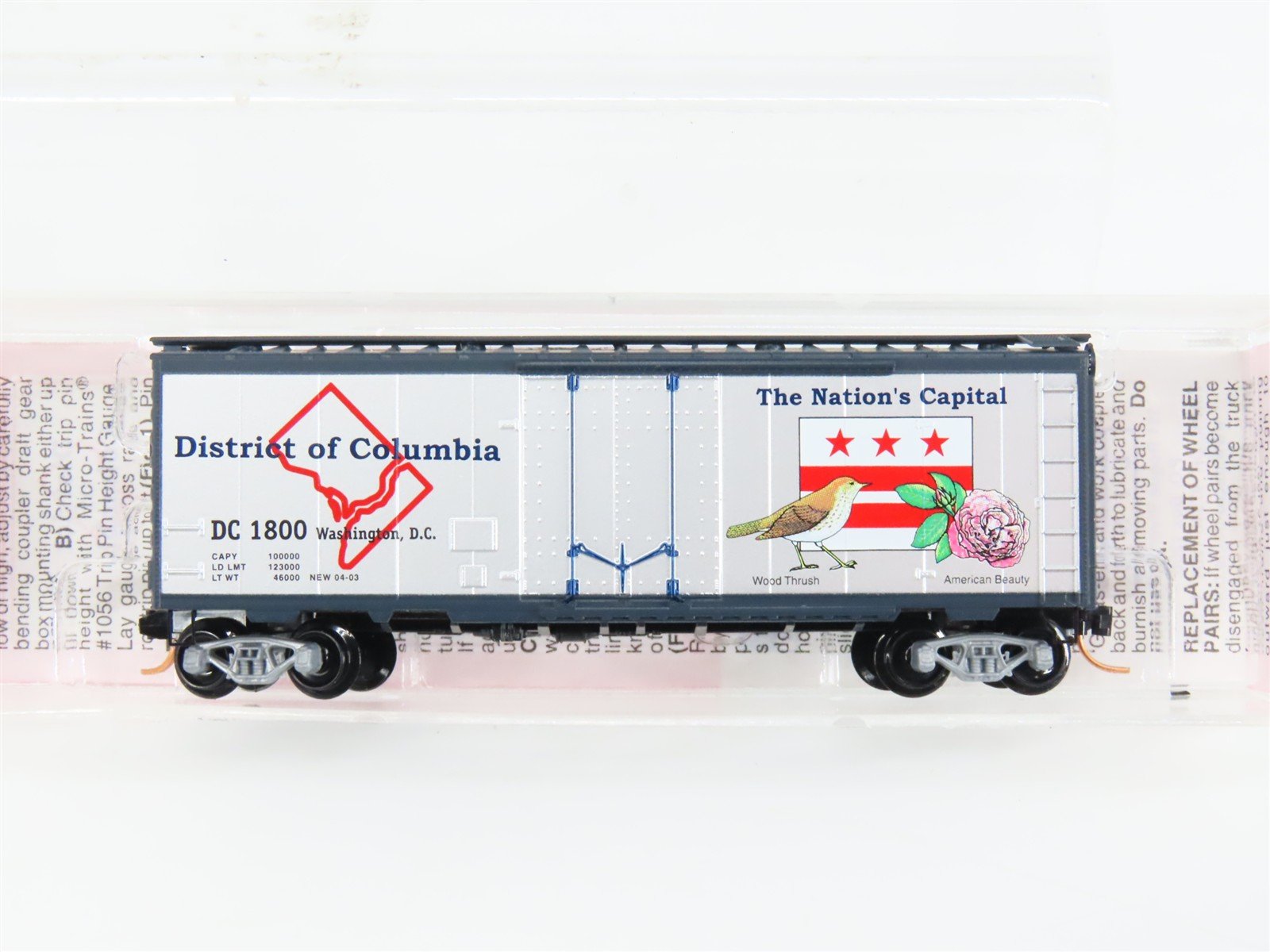 N Scale Micro-Trains 4-03 DC District of Columbia 40' Plug Door Box Car 1800 RTR