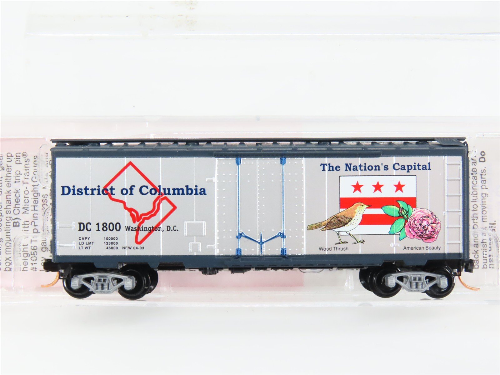 N Scale Micro-Trains 4-03 DC District of Columbia 40' Plug Door Box Car 1800 RTR