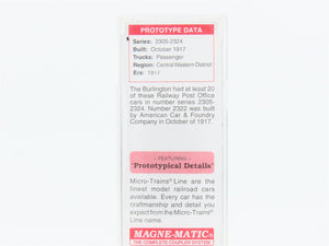 N Scale Micro-Trains 14000030 CB&Q Burlington Railway Post Office Car 2322 RTR