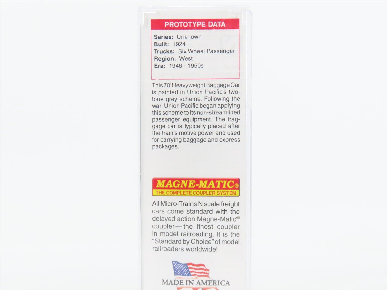 N Scale Micro-Trains 14700190 UP Union Pacific 70' 70' Heavyweight Baggage RTR