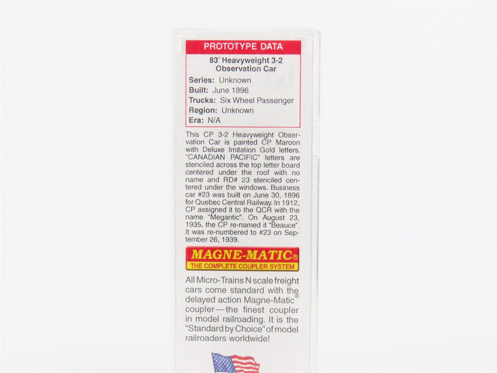 N Scale Micro-Trains 14400080 CP Canadian Pacific 83' Observation 23 RTR