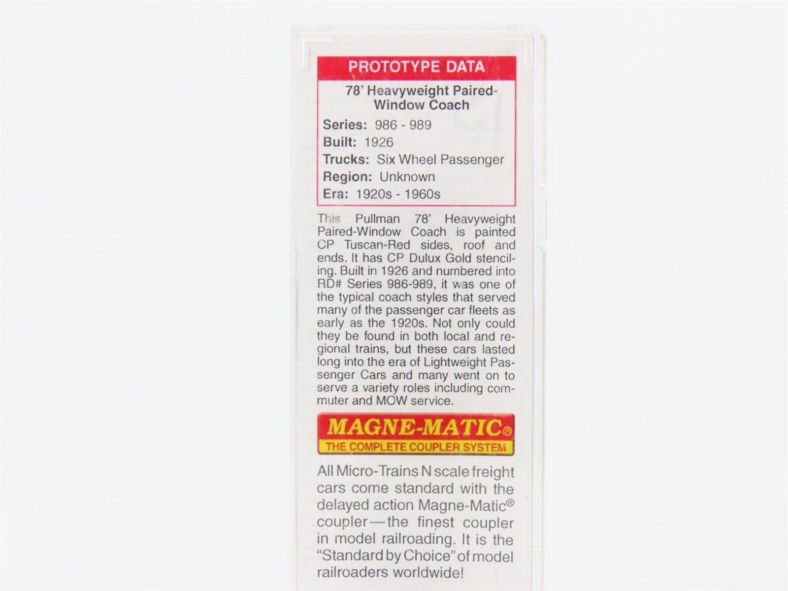N Scale Micro-Trains 14500080 CP Canadian Pacific 78' Coach 986 RTR