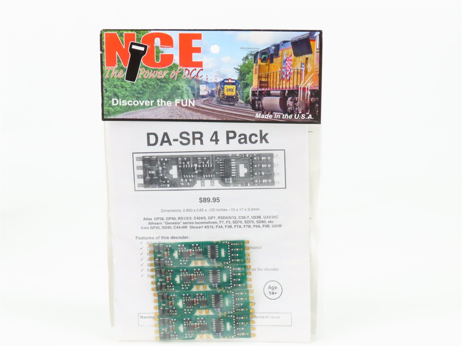 NCE #05240107 DA-SR Mobile DCC Decoder Board for HO Scale Diesels (4-Pack)