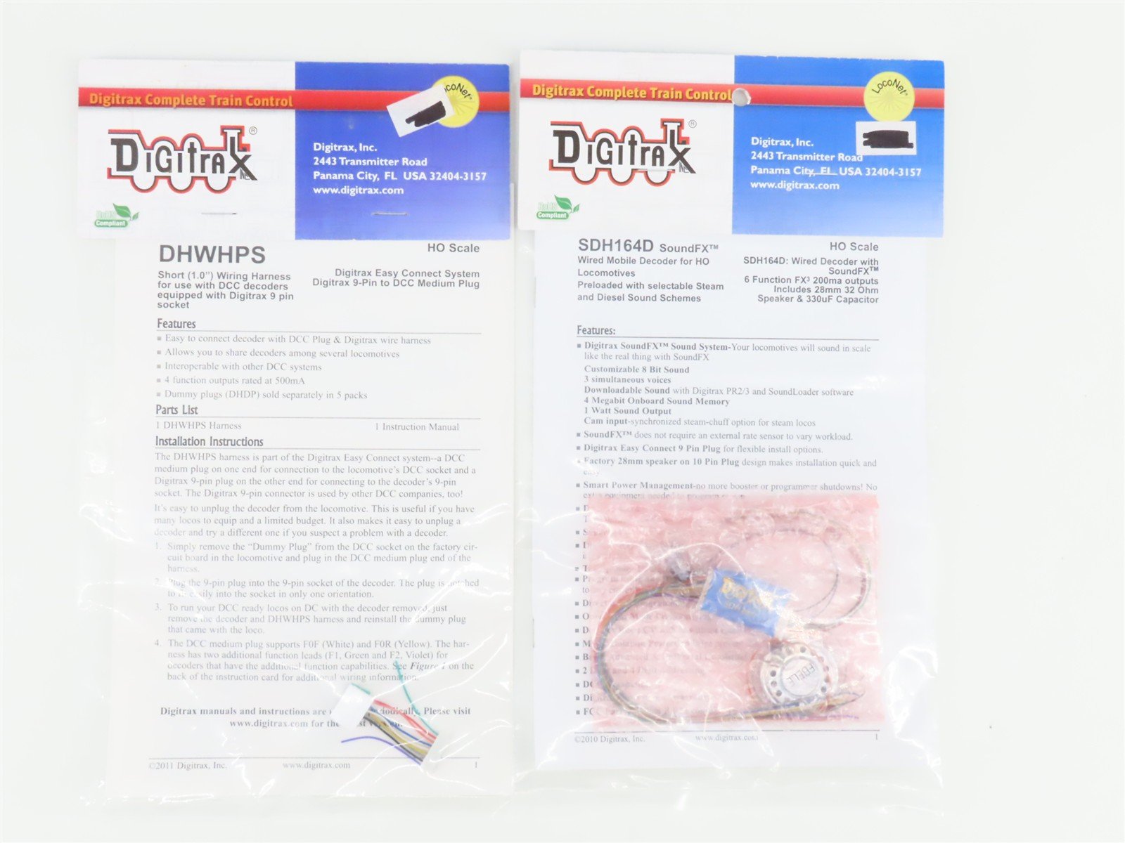 Digitrax SDH164D SoundFX HO Diesel & Steam DCC/SOUND Decoder w/Speaker & Harness