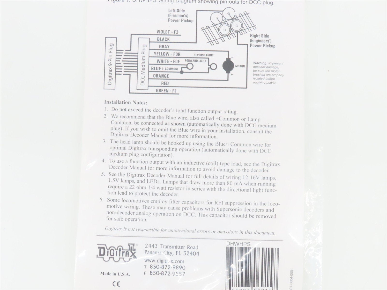 Digitrax SDH164D SoundFX HO Diesel & Steam DCC/SOUND Decoder w/Speaker & Harness
