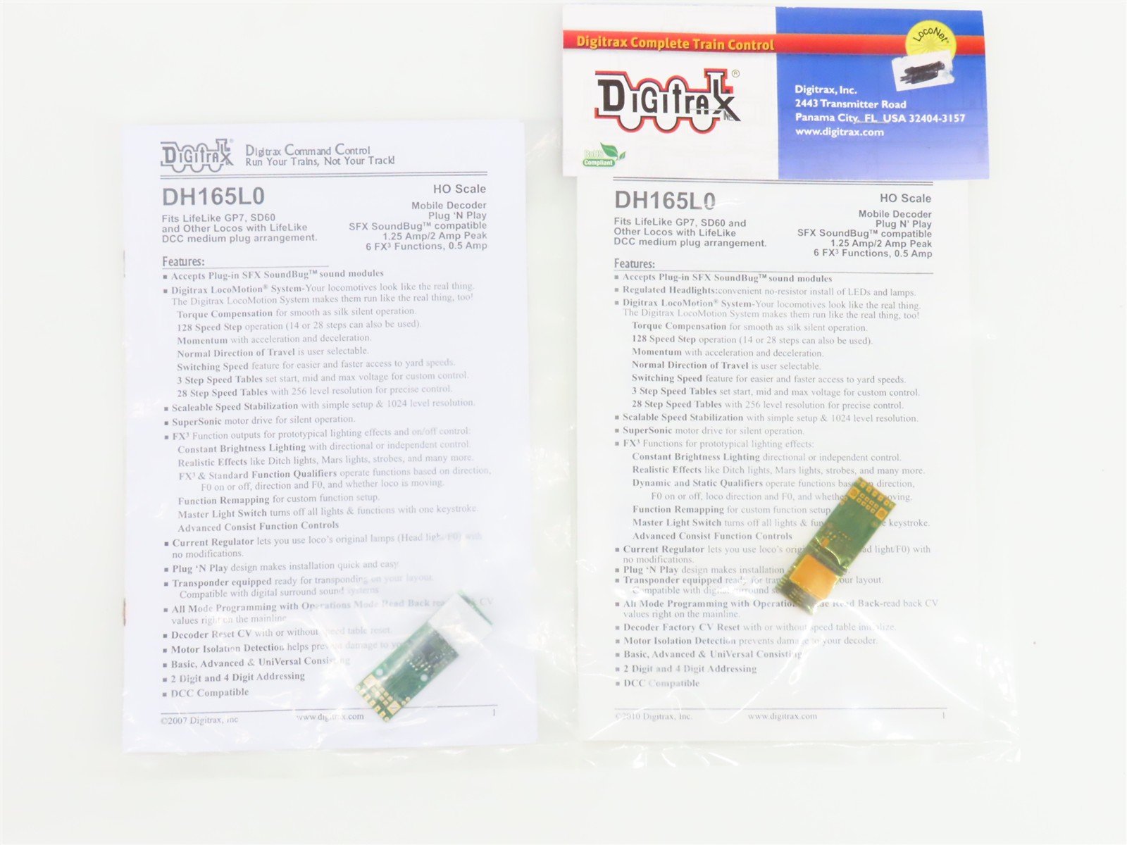 LOT of 2 Digitrax DH165L0 DCC 8-Pin Mobile Decoder for HO Life-Like Diesels