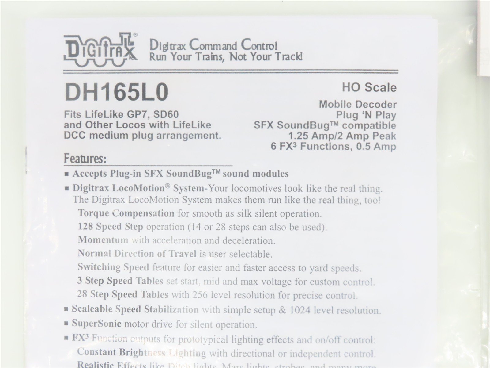 LOT of 2 Digitrax DH165L0 DCC 8-Pin Mobile Decoder for HO Life-Like Diesels